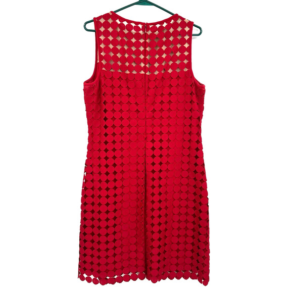 Lauren Ralph Lauren size 12 sleeveless red dress overlay lined hidden rear zip - Picture 2 of 6